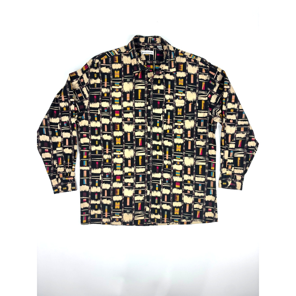Vintage 90s Pierre Cardin Abstract Art Geometric Print Button Up Shirt Mens L